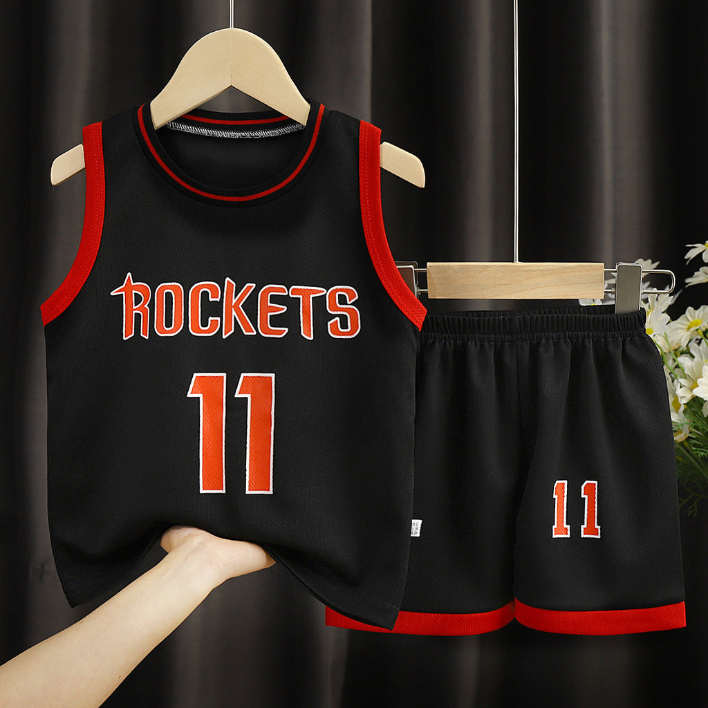Children's Clothing Sports Basketball Wear Children's Clothing Boys' Suit Black - D&A