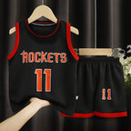 Children's Clothing Sports Basketball Wear Children's Clothing Boys' Suit Black - D&A