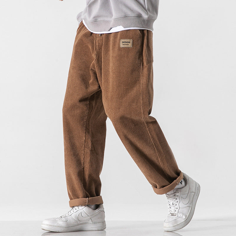 Loose Straight Sports Pants Autumn And Winter Men Khaki - D&A