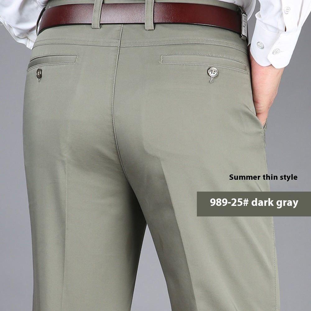 Men's Casual Elastic Cotton High Waisted Loose Pants 98925 Dark Gray - D&A