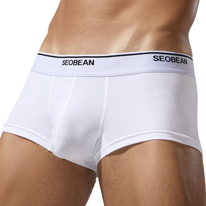 Men's Boxers Comfortable Breathable Cotton Low Waist White - D&A