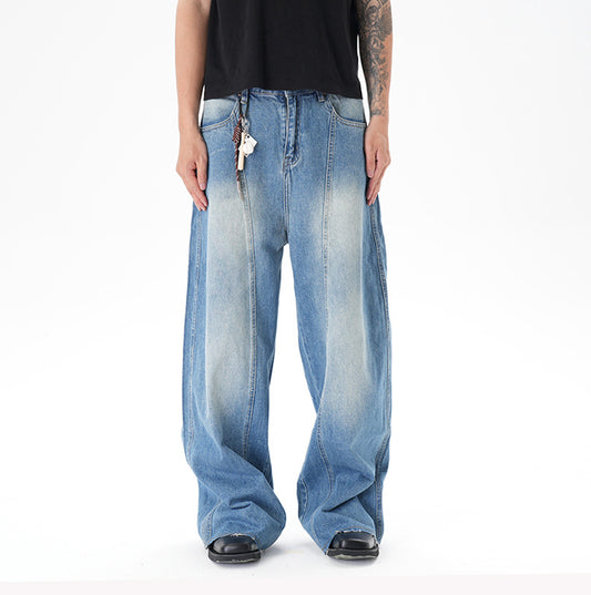 Cut Washed Vintage Washed Wide Leg Machete Jeans - D&A