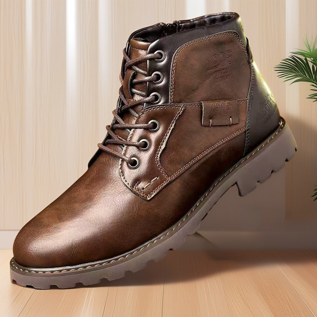Male Martin Boots Leisure Plus Size Zip Ankle Boots - D&A