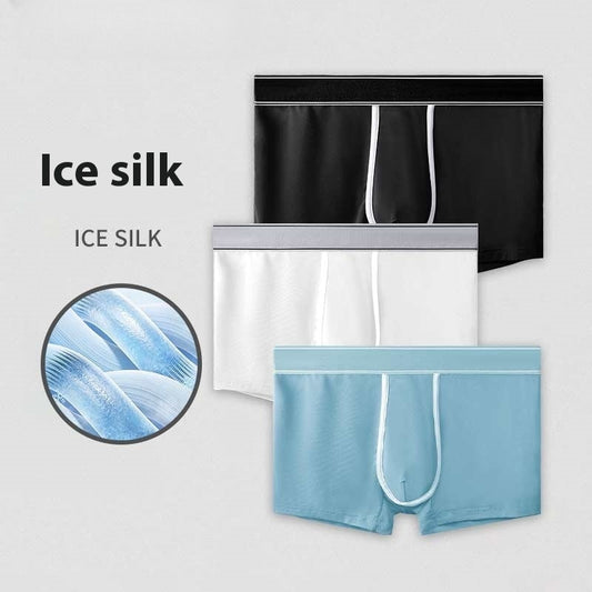 Men's Ice Silk Antibacterial Ultra Thin Sexy Transparent Boys Sports Underwear - D&A