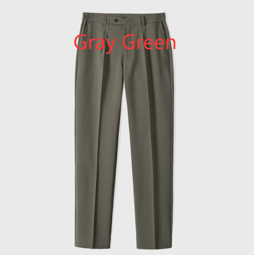 Business Anti-Wrinkle Non-ironing Suit Pants Men's Drape Gray Green - D&A