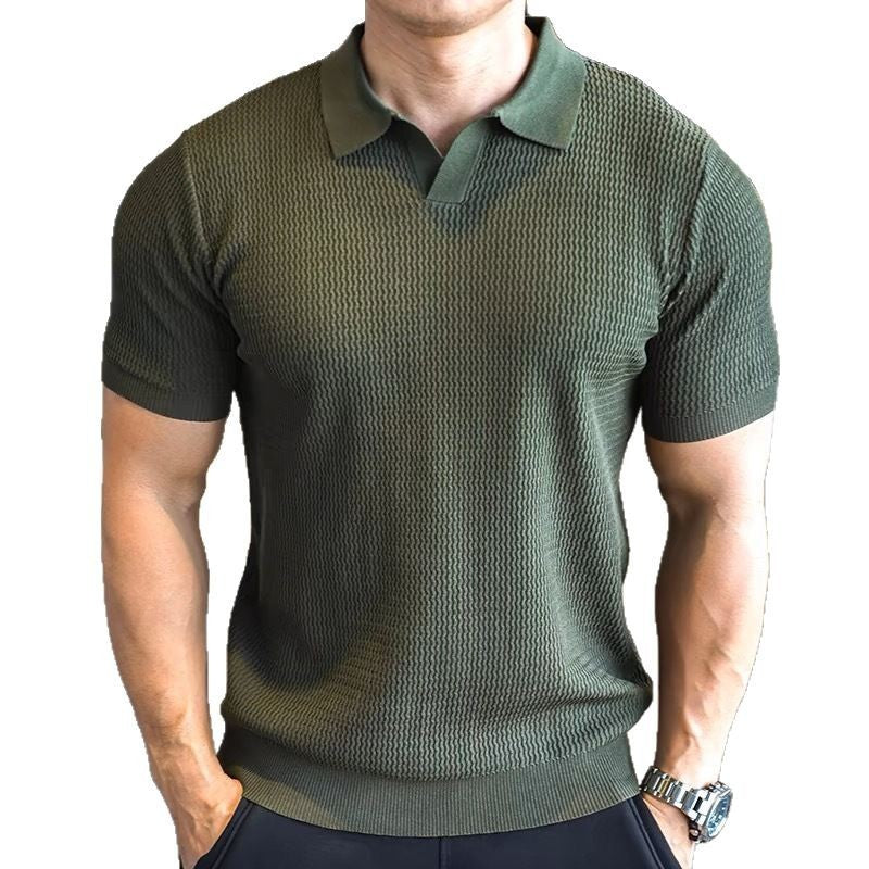 Men's Button Henry Collar Sports Polo Shirt - D&A