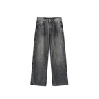 Washed Cut Wide Leg Jeans Men Black And Gray - D&A