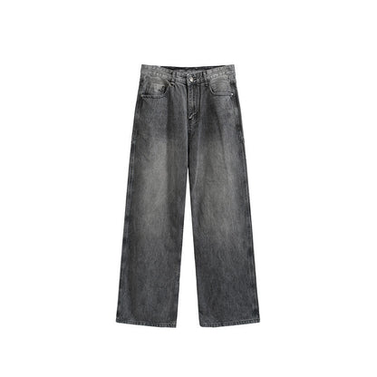 Washed Cut Wide Leg Jeans Men Black And Gray - D&A