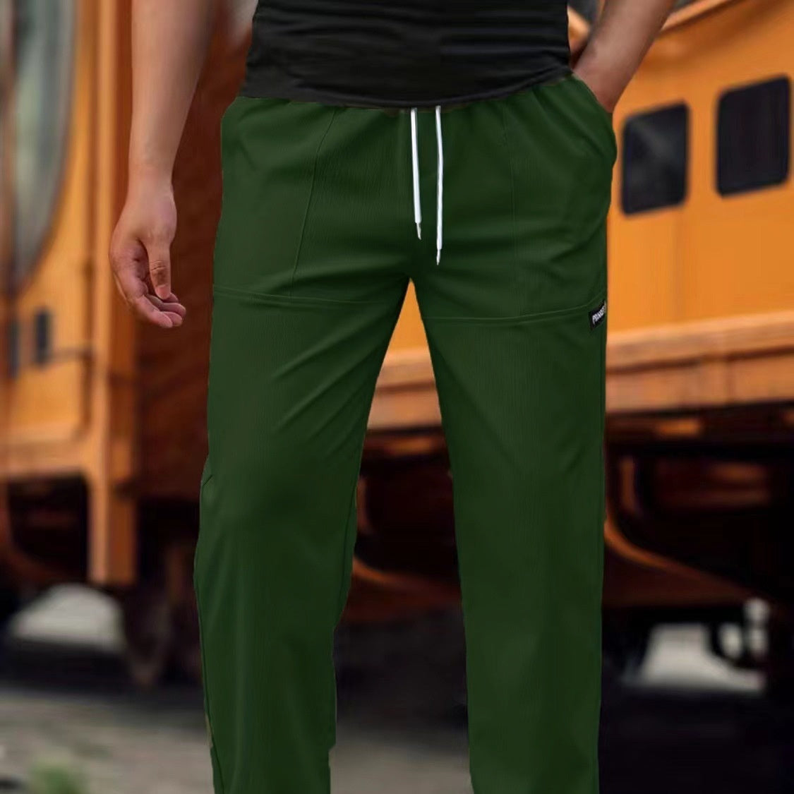 New Spring And Autumn Men's Comfortable Trousers Dark Green - D&A