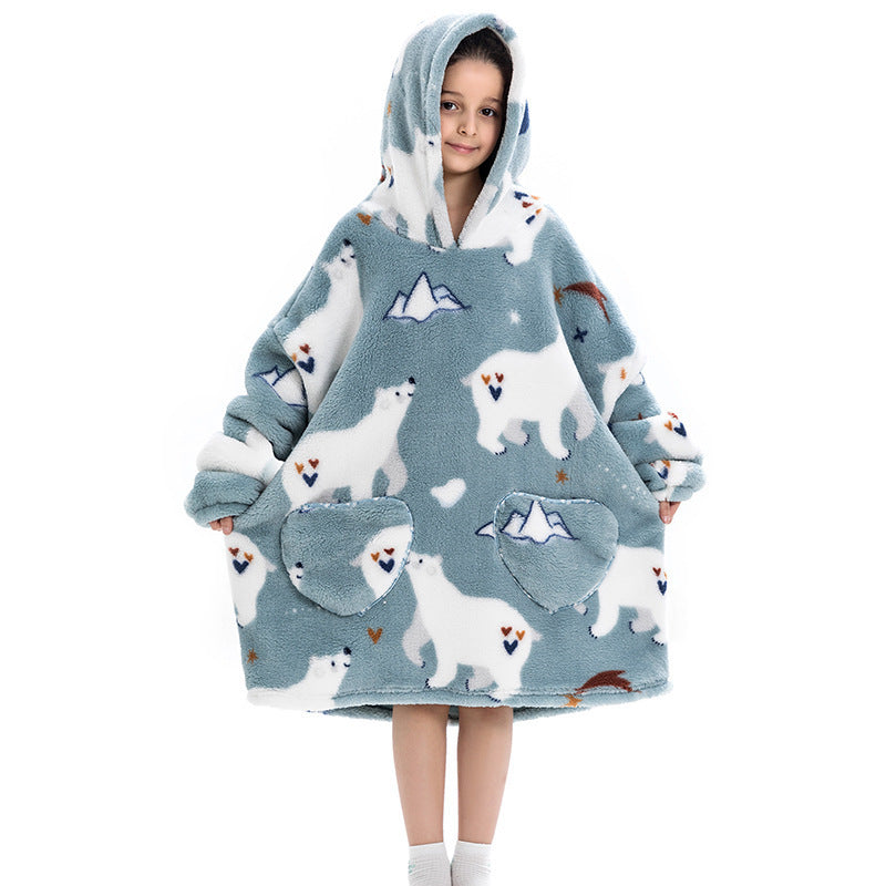 Oversized Thermal Sweatshirt Lazy Sweatshirt Kids Polar bear warm clothes One size - D&A