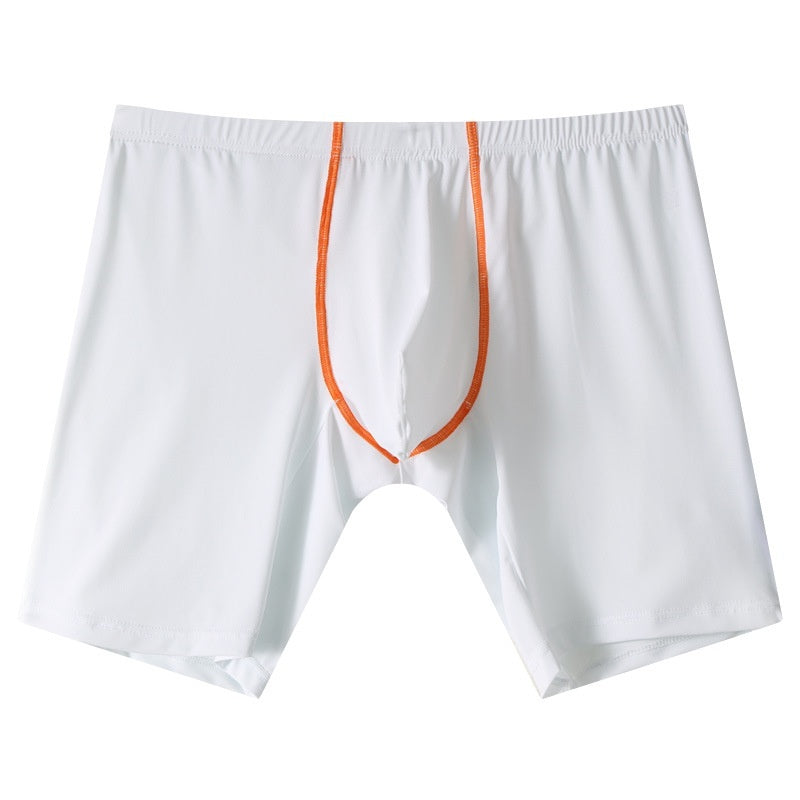 Lengthened Underwear Ice Silk Sexy Men's Boxers Mid-waist U Convex Sexy Quick-drying White - D&A