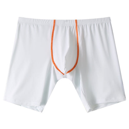 Lengthened Underwear Ice Silk Sexy Men's Boxers Mid-waist U Convex Sexy Quick-drying White - D&A