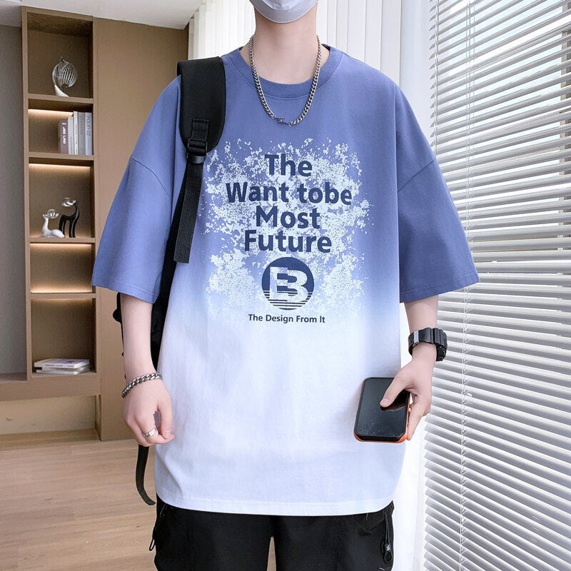 Boys Youth Popularity Printed T-shirt Dark Blue - D&A