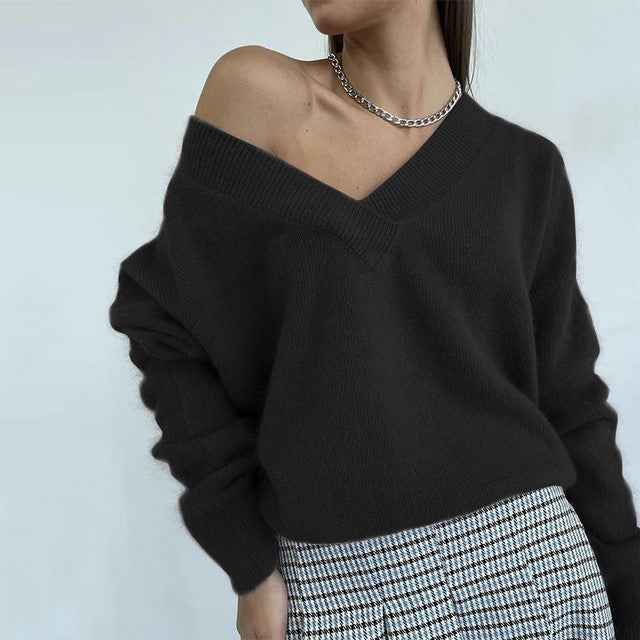 Soft Cashmere Sweater Women Casual LoosePullovers Tops