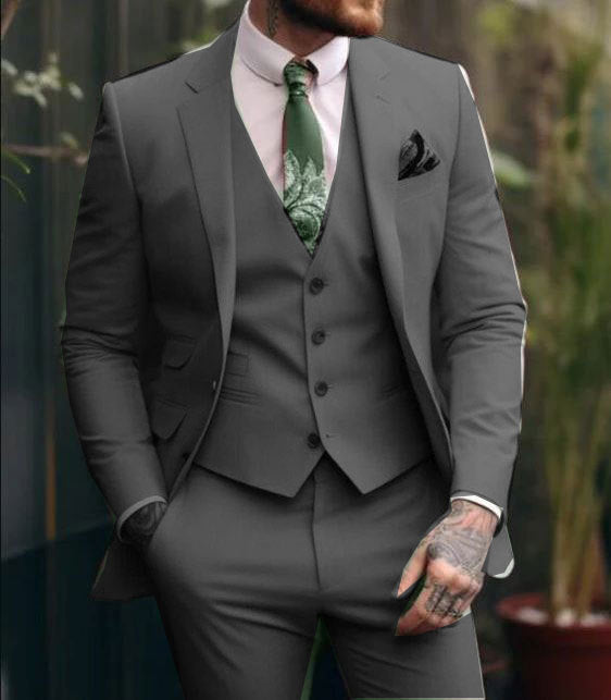 Plus-sized Plus Size Slim Fit Suit Three-piece Suit Gray - D&A