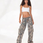 Hip Hop Retro Street Multi-pocket Camouflage Cargo Pants Men And Women Yellow - D&A