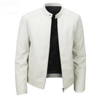 Spring And Autumn Men's Slim Leather Clothing With Stand Collar Jacket - D&A