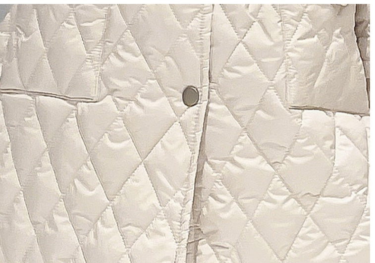 Large Lapel Warm Padded Jacket With Fleece Thick Coat Waist - D&A