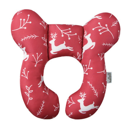 Infant Pillow Baby Bed U-Shaped Safety Seat Neck Guard Fixed Stereotyped Stroller Pillow Red christmas deer OPP - D&A