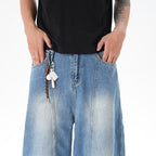 Cut Washed Vintage Washed Wide Leg Machete Jeans - D&A