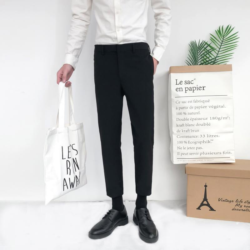 Men's Slim Straight Loose All-match Trendy Pants Black - D&A
