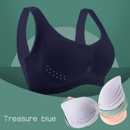 Seamless Plus Size Bra Thin Underwear Women Push Up Bra Big Size Lce Silk Breathable Female Bra Royal blue - D&A