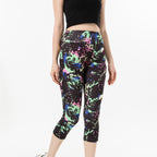 Three-color Water Drop Print Yoga Pants Pocket Cropped Leggings - D&A