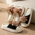 Spring And Autumn Linen Indoor Home Cartoon Eva Soft Bottom Mute Sweat-absorbent Slippers For Women - D&A