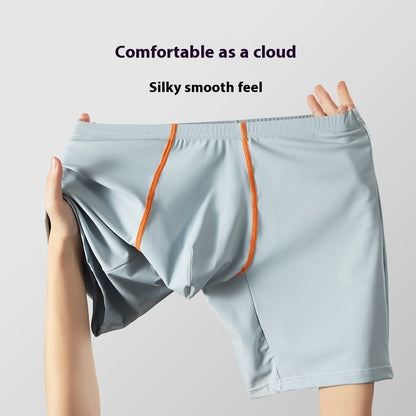 Lengthened Underwear Ice Silk Sexy Men's Boxers Mid-waist U Convex Sexy Quick-drying - D&A