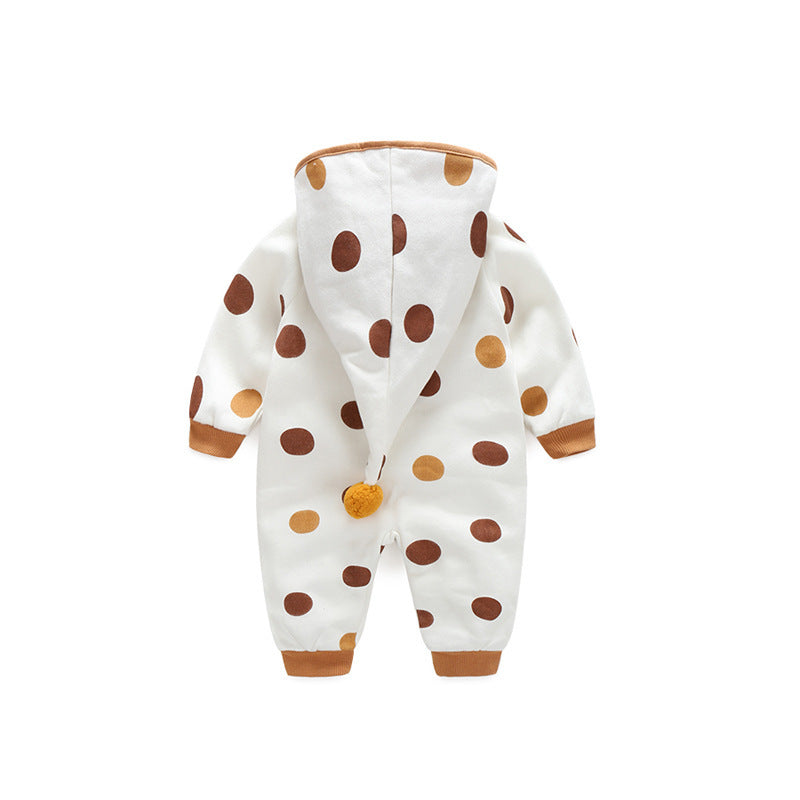Cotton Printed Baby Hooded Crawling Bodysuit - D&A