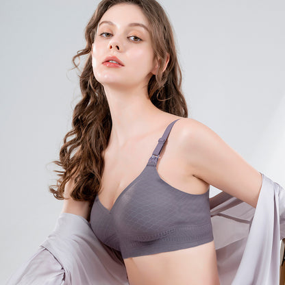 Nursing Bra Gather Pure Cotton Nursing Underwear Bra Dark Blue - D&A