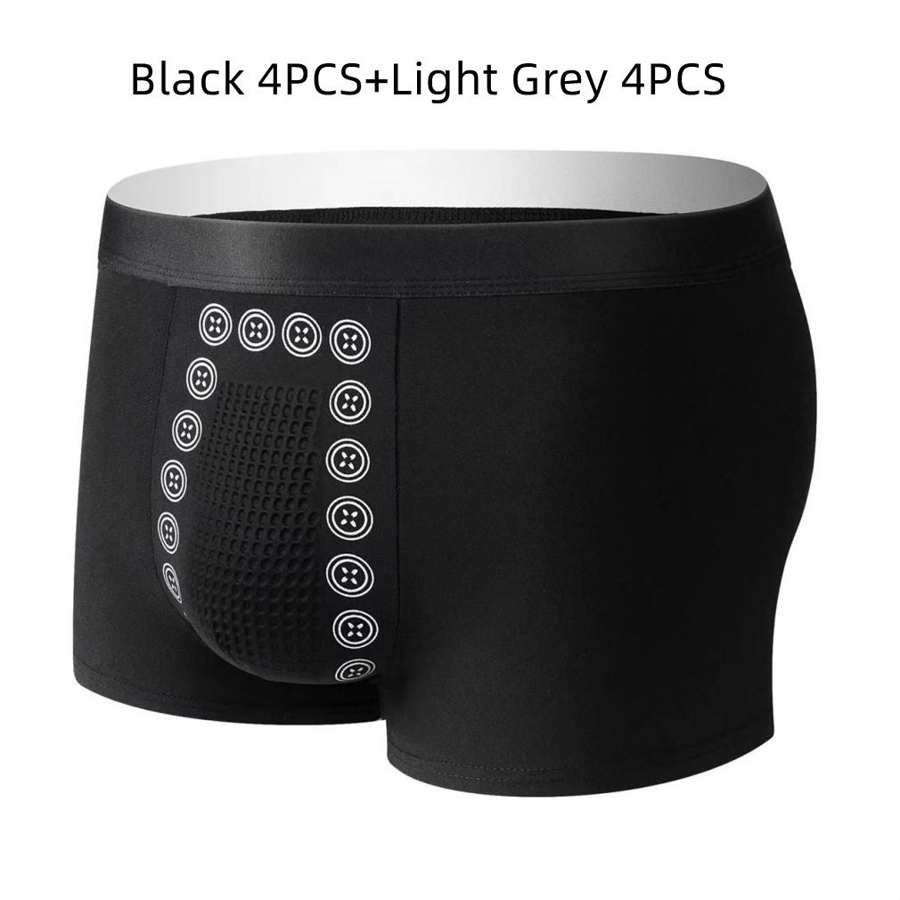 Men's Massage Particles Breathable Bottom Skin-friendly Underwear Black 4PCS Light Grey 4PCS - D&A