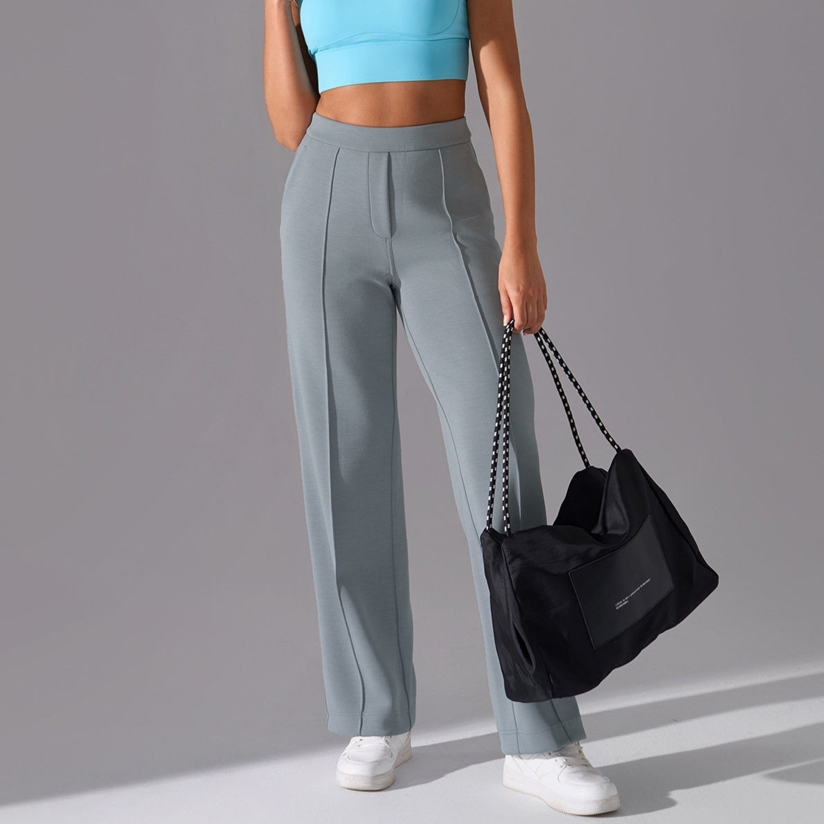 Mid Waist Loose Track Casual All-matching Straight Pants - D&A