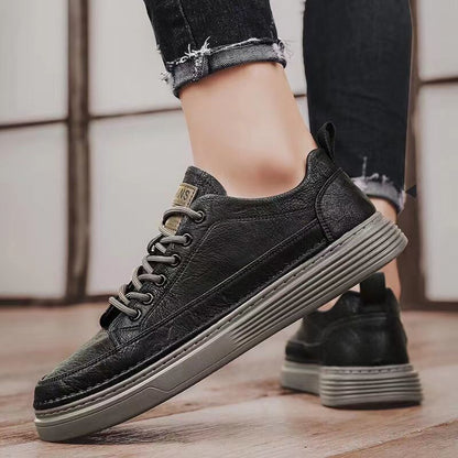 Men's Shoes Spring New Versatile Black Casual Leather - D&A