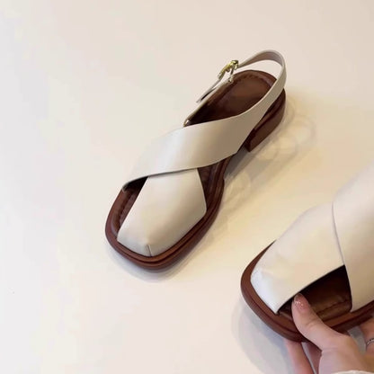 Women's Retro Hollow-out Roman Sandals With Buckle - D&A