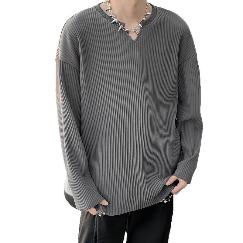 Plus Size Striped Texture Draping Solid Color - D&A