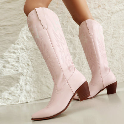 Lightning Embroidery Knee-high Boots Women - D&A