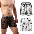 Mesh Sexy Arrow Loose Four-corner Transparent Lace Personality Pants - D&A