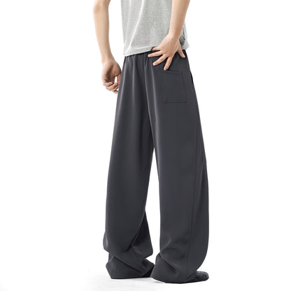 Men's Spring And Summer Stitching Draping Casual Suit Pants Dark Gray - D&A