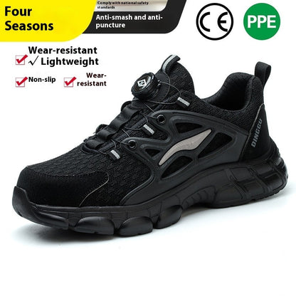 Men's Anti-smashing And Anti-penetration Steel Toe Cap Safety Shoes Black - D&A