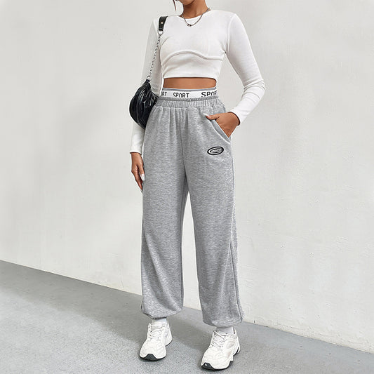 Women's Gray Sweatpants Loose Wide Leg Pants - D&A