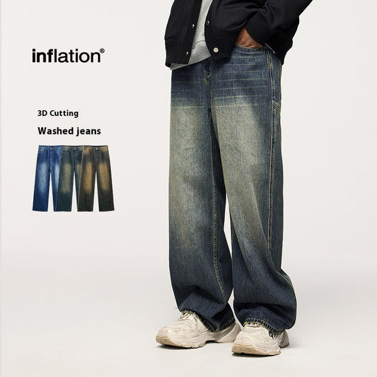 Washed Cut Wide Leg Jeans Men - D&A