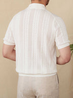 Cotton Hollow Lapel Short Sleeve POLO Knitted T-shirt - D&A