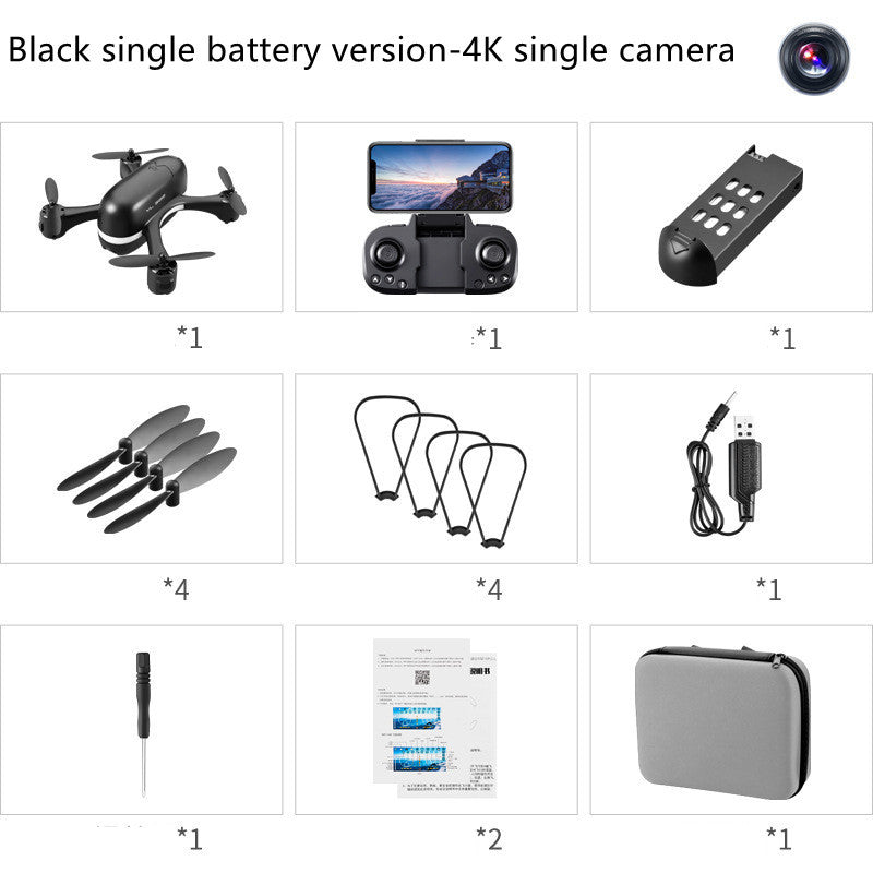 S88 Mini UAV 4K HD Aerial Photography Four-axis Remote Control Drone Black 1battery Single Camera - D&A