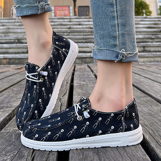 Women's Canvas Casual Plus Size Halloween Versatile Soft Sole Shoes - D&A