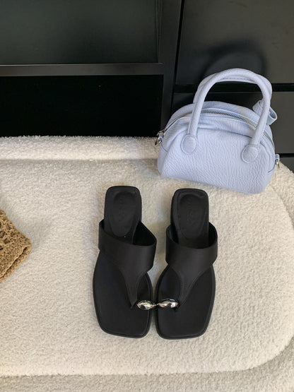 Wedge Flip-Flops Summer Outdoor Seaside Beach Slippers Roman Shoes Black - D&A