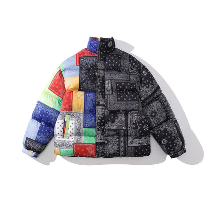 Color-blocking Thick Bread Clothes Loose Cotton-padded Jackets For Men And Women L - D&A