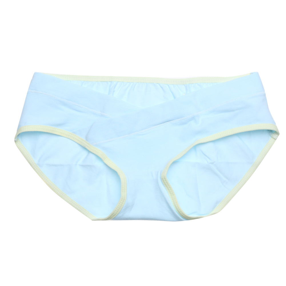 Soft Cotton Belly Support Panties for Pregnant Women Maternity Underwear Breathable V-Shaped Low Waist Panty Light Blue - D&A