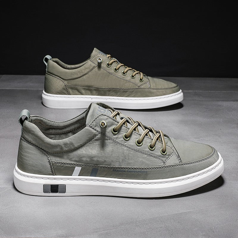 Breathable Ice Silk Cloth Casual Shoes Pure Color Tied Casual And Comfortable Low Top Sneaker Green - D&A