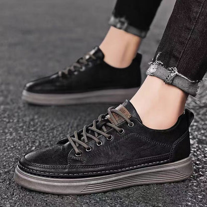 Men's Shoes Spring New Versatile Black Casual Leather - D&A